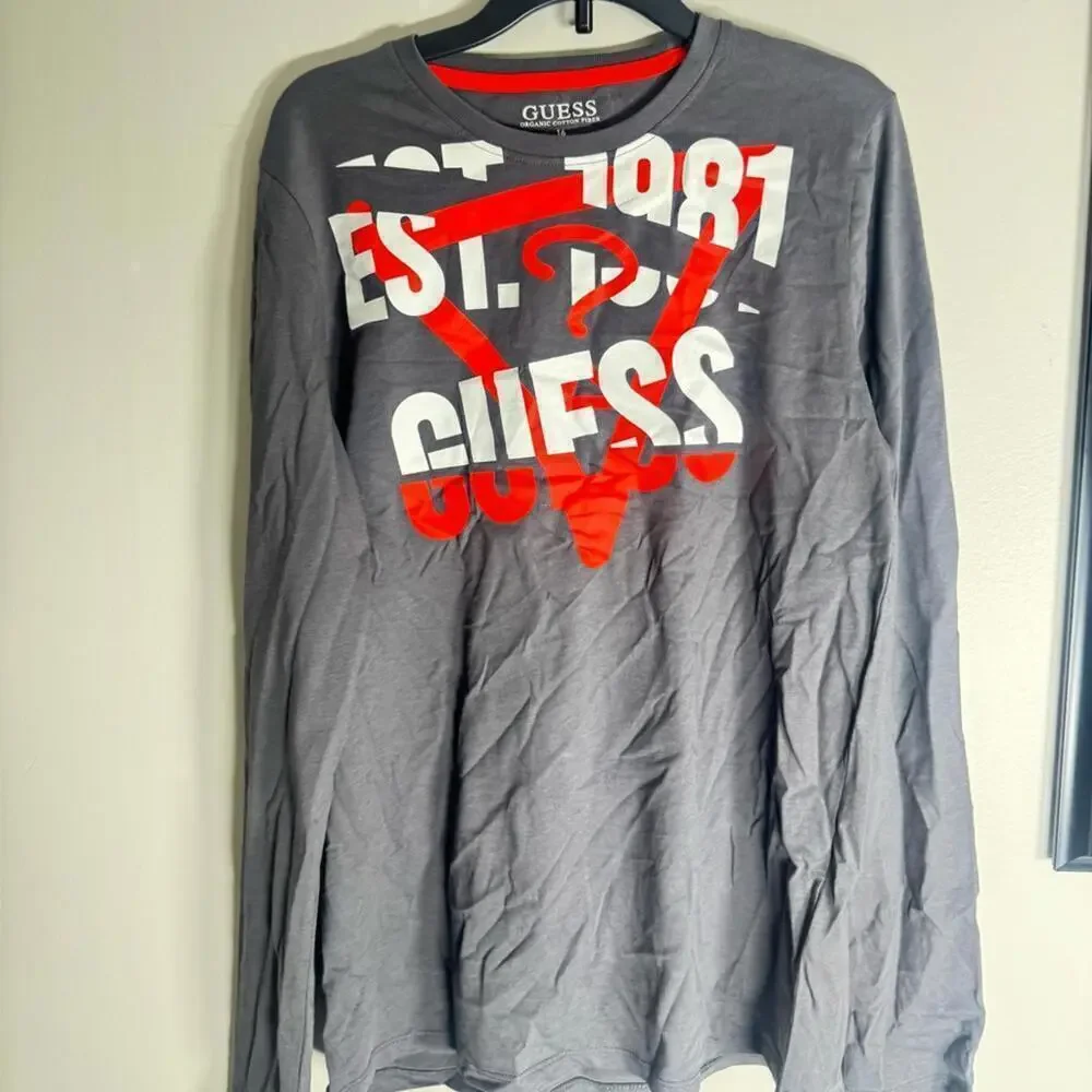 GUESS 🔥🥰 Big Boys Shirt Cotton Screen Print Logo Long Sleeve T-shirt 16 Tshirt
